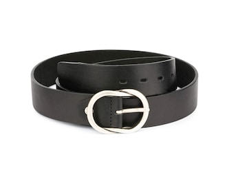 B-low the Belt Black Leather Belt / Large Rhinestone Buckle  display picture 3