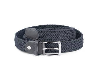 Cinturón de hombre tejido gris - cinturón elástico - cinturón elástico - cinturón tejido para hombre - cinturón trenzado - cinturón gris para hombre