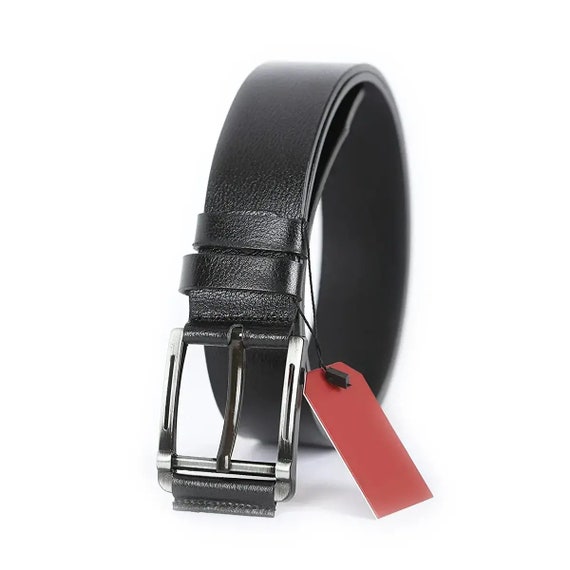 Ceinture pour homme noire avec boucle recouverte, ceinture