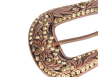 Women\'s Gold tone leather belt metal studs‎ Copper rhinestones Western boho NWOT Vintage Studded Bronze Belt Western Maximalist Belt Country  main image 3