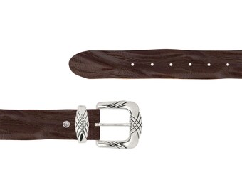 ブラウンレザー トニーラマ ウエスタンベルト シルバースクロール