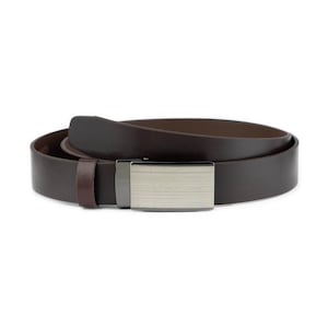 Brown Leather Holeless Belt Silent Ratchet Buckle Automatic Belt Slide Buckle Genuine Leather Belt For Men 35 Mm