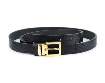 Black Vegan Leather Belt: Gold Double-buckle Fashion  display picture 1