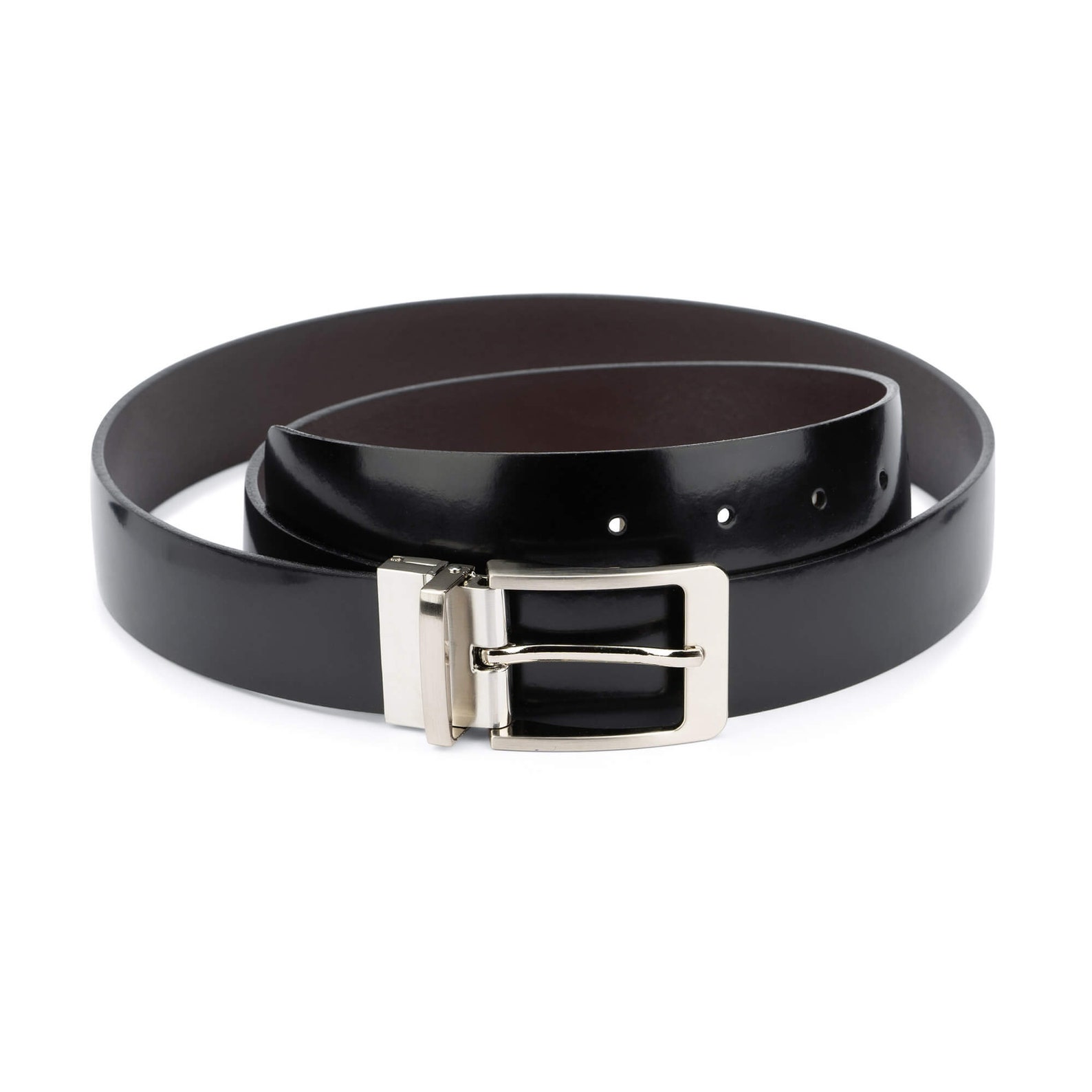 Black Patent Leather Mens Belt Men's Belt Reversible Etsy