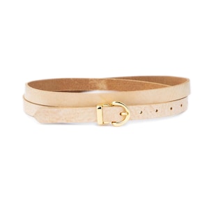 Cappucino Belt With Gold Buckle Italian Leather Womens Genuine Leather Dress Belt 20 Mm Width