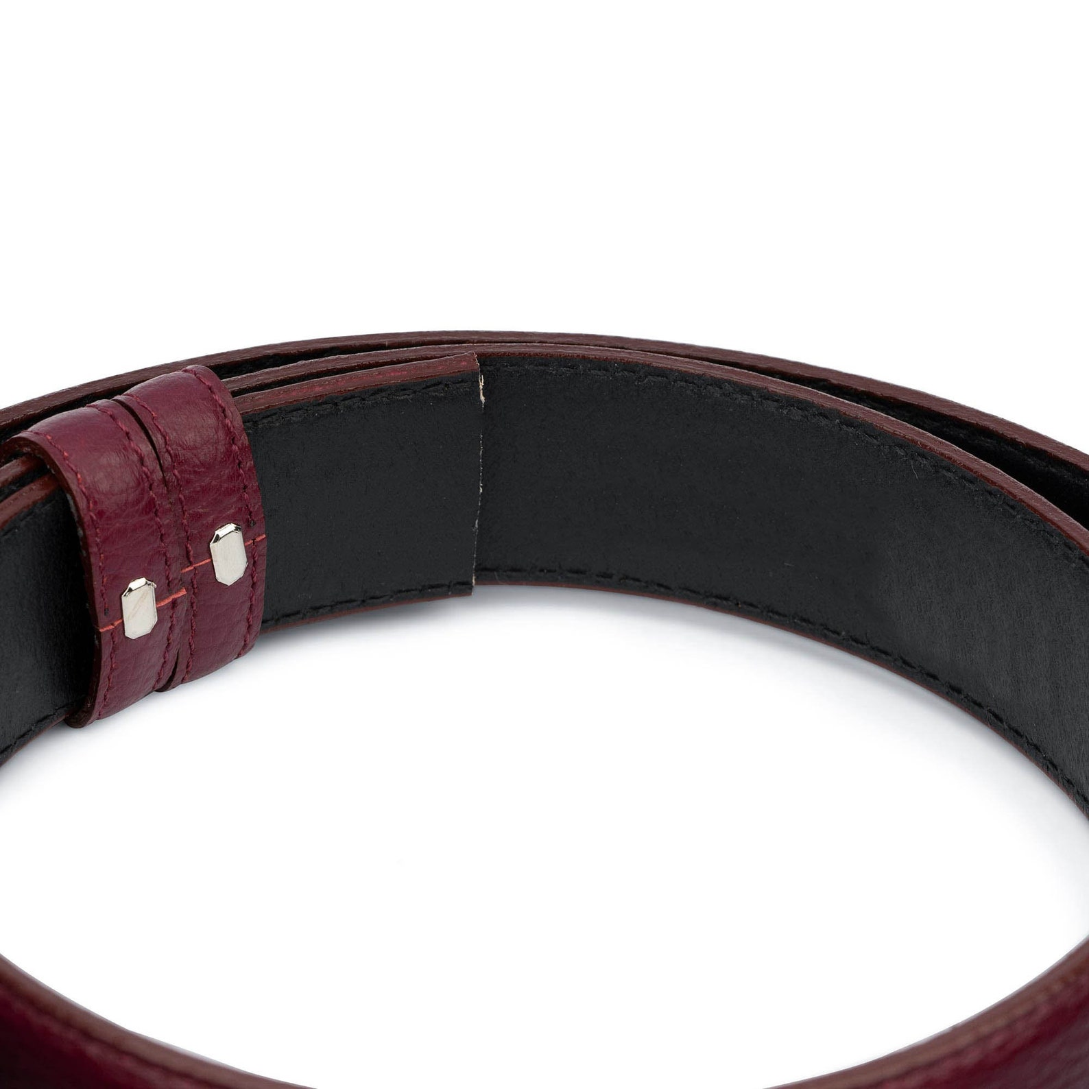 Burgundy belt mens Genuine leather Mens belts Without buckle Etsy