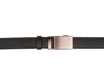 Men's Ratchet Dress Belt - Genuine Leather Buckle Belt With Gift Box, Black/Brown/Blue, 1 3/8" Width, Fits 52-56 Inch Waist