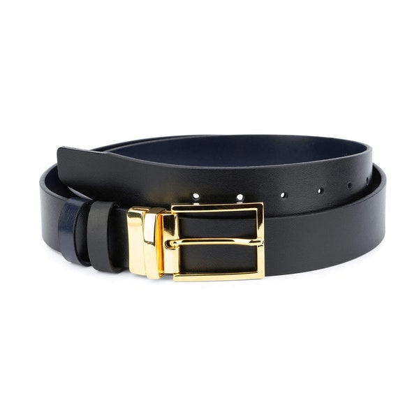Reversible Mens Belt - Men's Reversible Leather Belt - Men's Blue Belt – Dark Blue Leather Belt – Two Side Belt