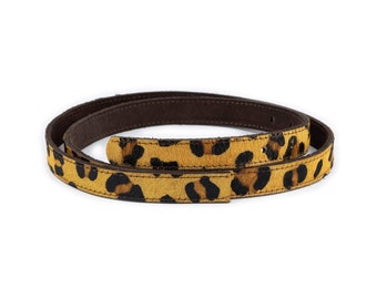 Leopard Print Belt Strap Replacement - Reversible Belt Strap - Brown Suede Genuine Leather - Skinny Leopard Belt Womens