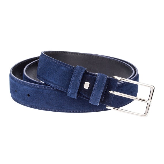 navy suede belt mens