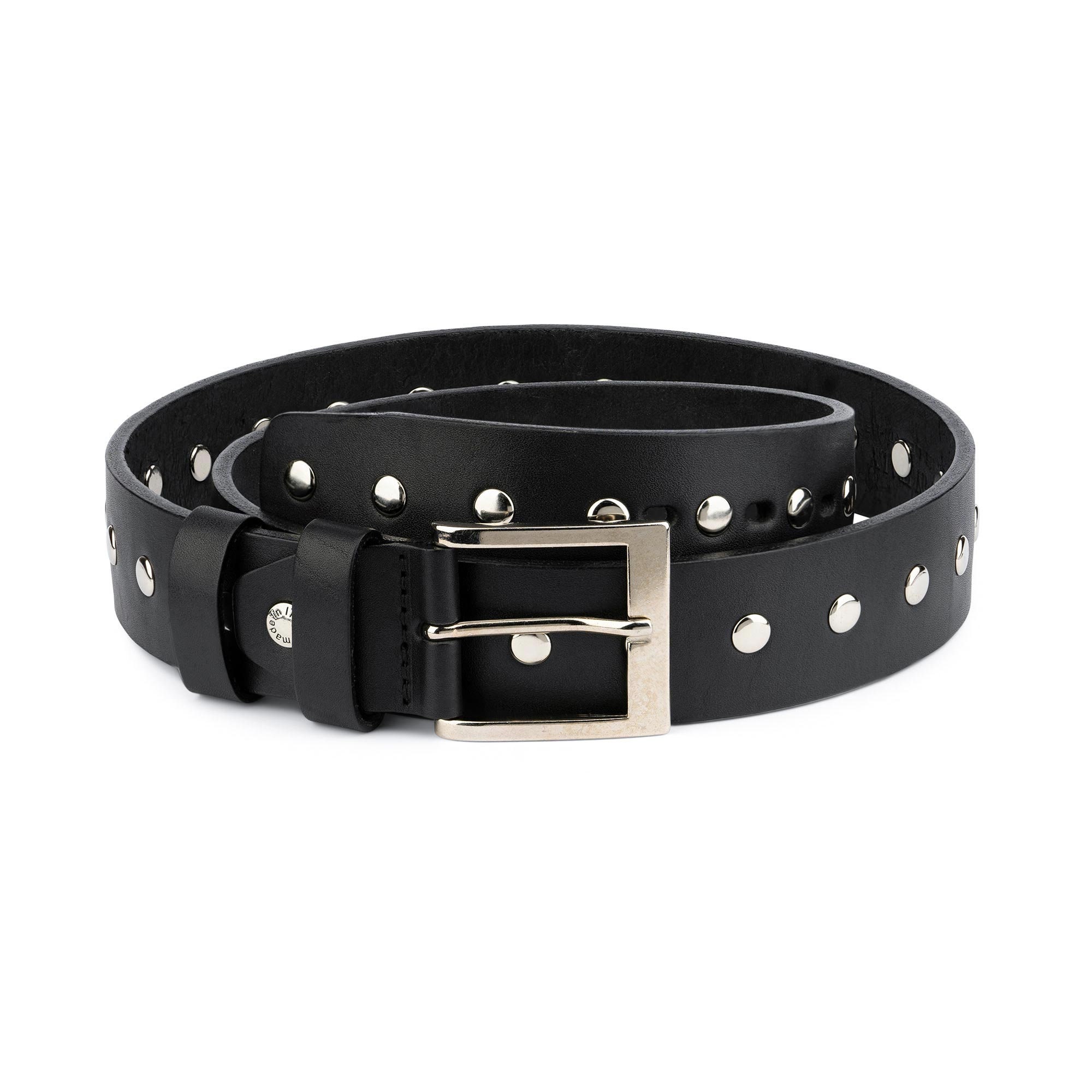 Black Studded Belt - Studded Leather Belt - Mens Studded
