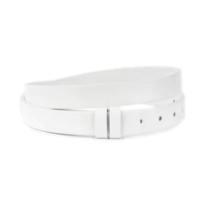 Cinture bianche da 1 pollice per fibbia di ricambio per cintura in pelle di bufalo con estremità tagliata, cinturino in vera pelle per abito da 25 mm