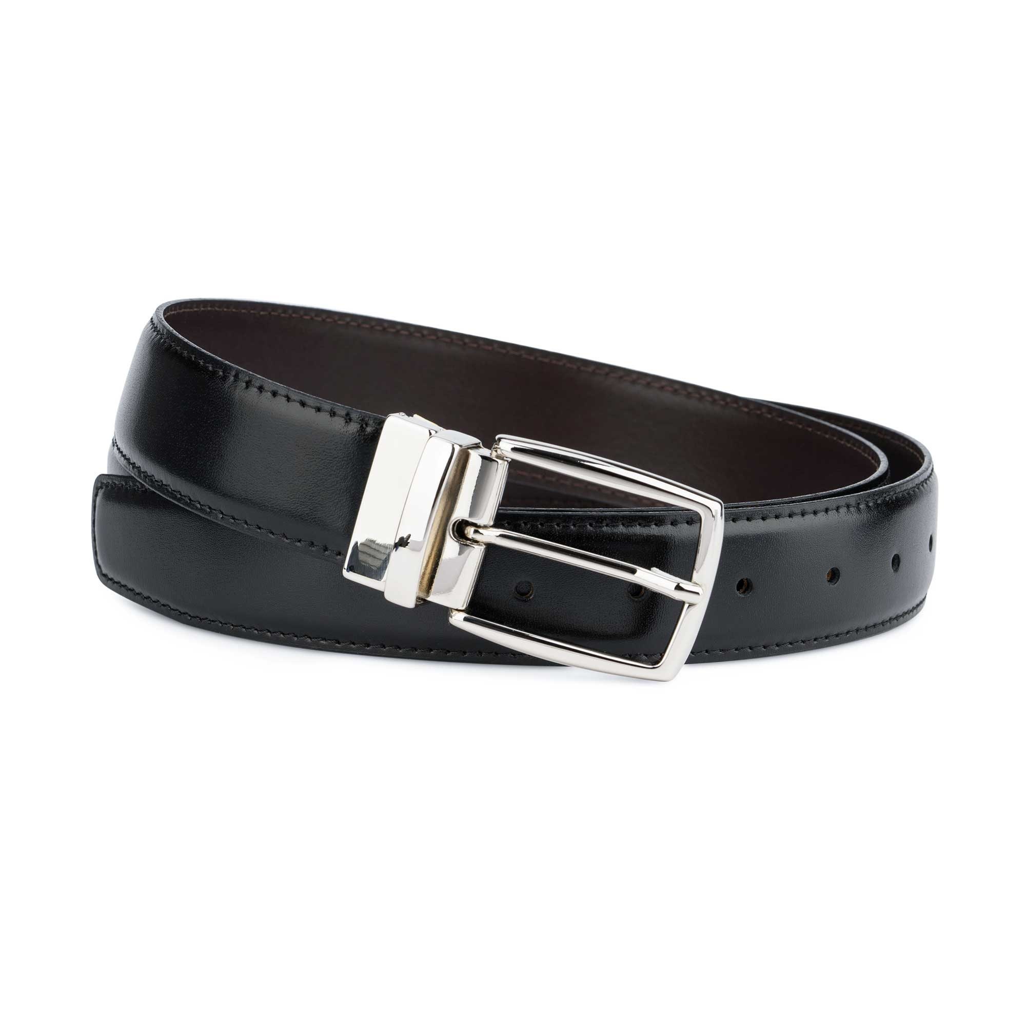 Reversible Belt Black Brown Leather Belt Classic Stitching Reversible Belt Black Brown Leather Belt Classic Stitching