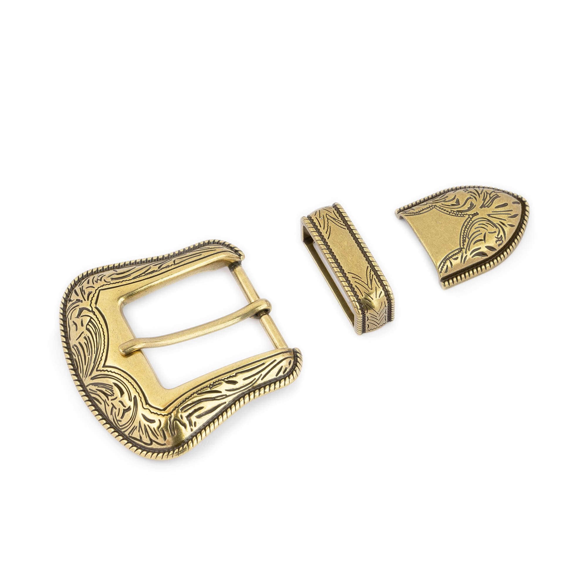 Antique Gold Western Belt Buckle Replacement 3 Piece Set 35  display picture 3