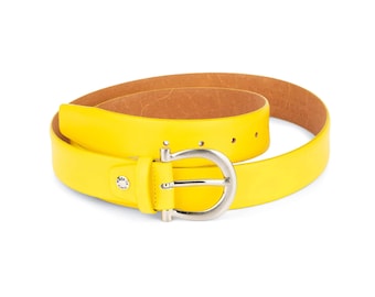 Michael Kors Yellow Leather Belt With Gold Buckle for Women  display picture 1