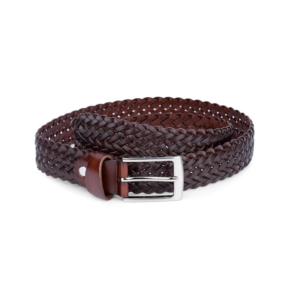 Cinturón trenzado de cuero - Cinturón trenzado marrón - Cinturón tejido para hombres - Cinturón tejido para hombres - Cinturón tejido para cuero para hombres