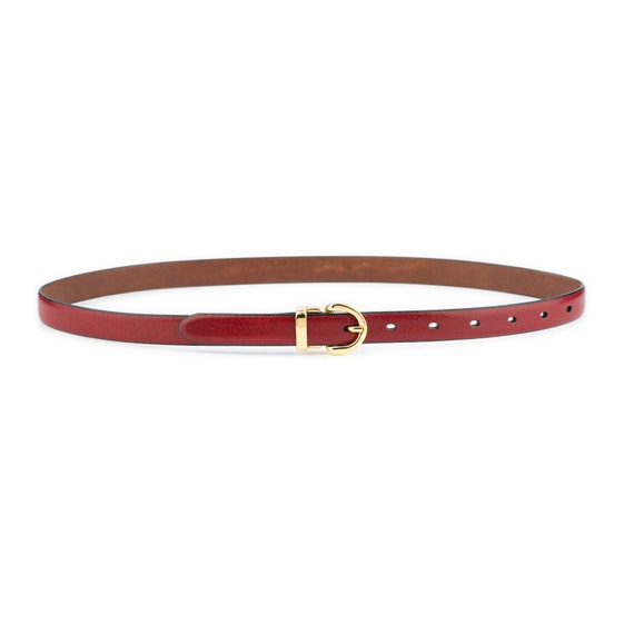 Elegant Womens Burgundy Red Gold Buckle Belt 2.0 Cm Ladies  display picture 1