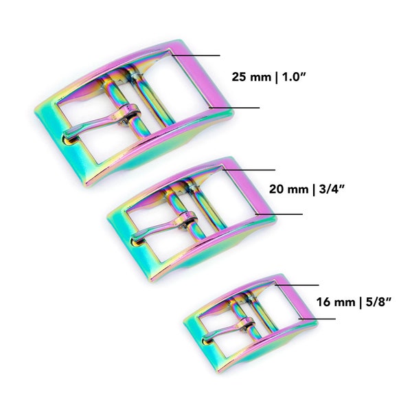 Center Bar Belt Buckle - Neo Chrome Titan Belt Buckle - Rainbow Belt Buckle - Replacement Buckle - Collar Buckle - Bag Hardware