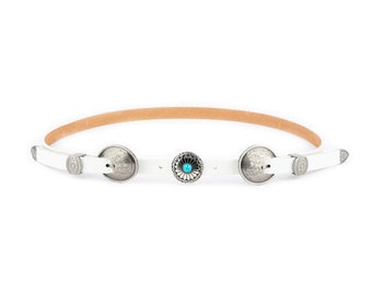 White Double Buckle Belt - Concho Belt Womens - Western Belt Double Buckle - Women's White Belt - Womens Western Concho Belt