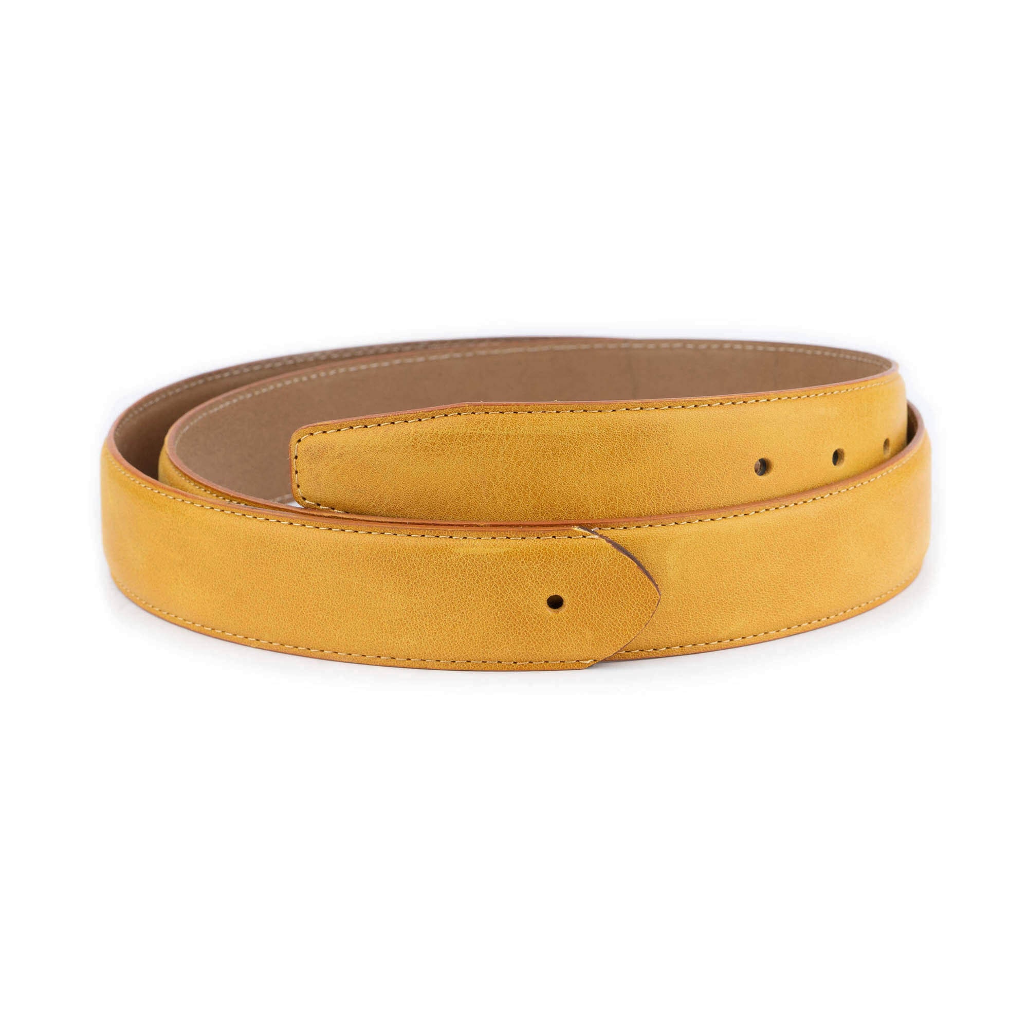 Yellow Mustard Leather Belt with Brass Buckle & Thin Leather Burgundy –  Marc Petite