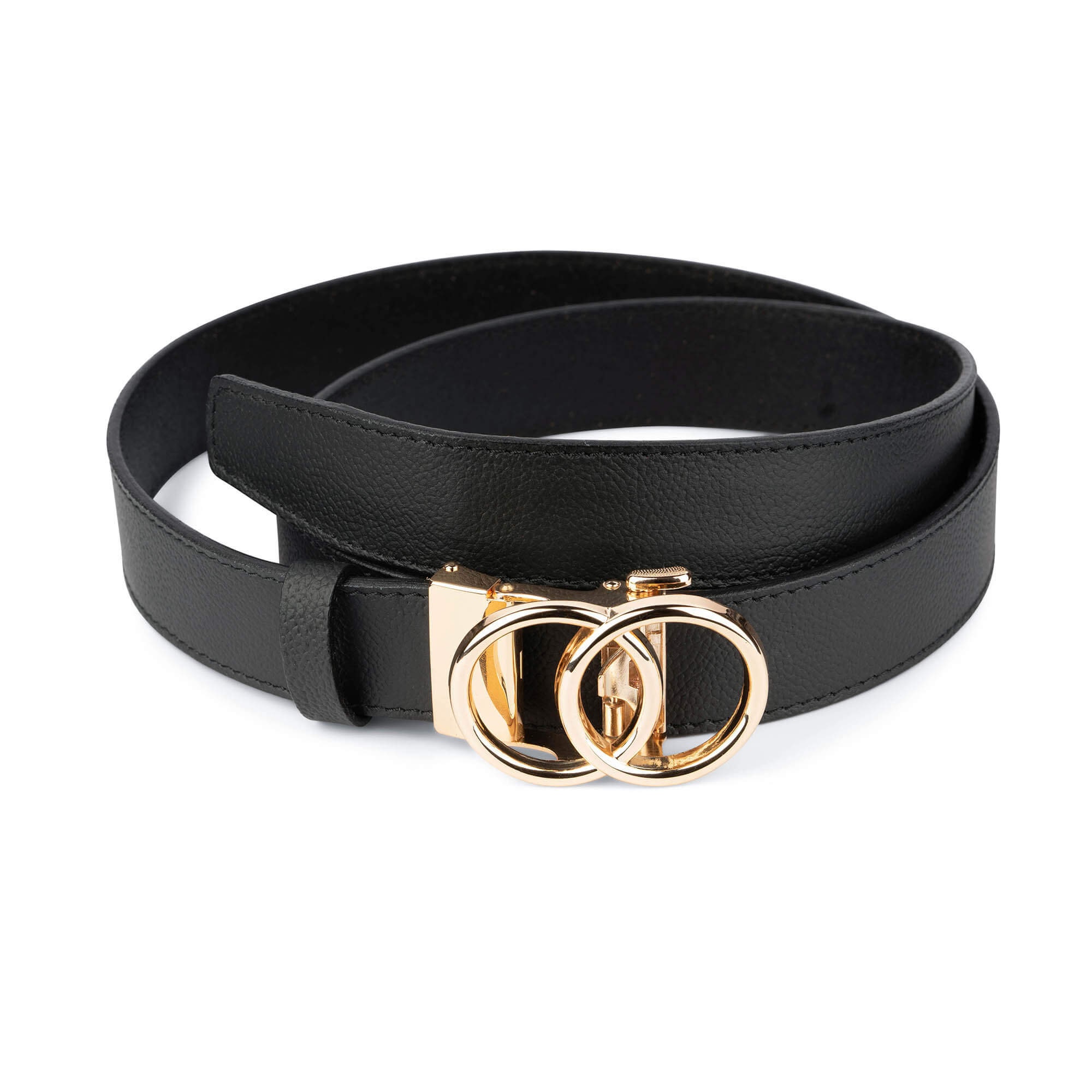 Leather Belt Sliding Buckle Ratchet Hole Less Click Lion Designer Belts For Men 