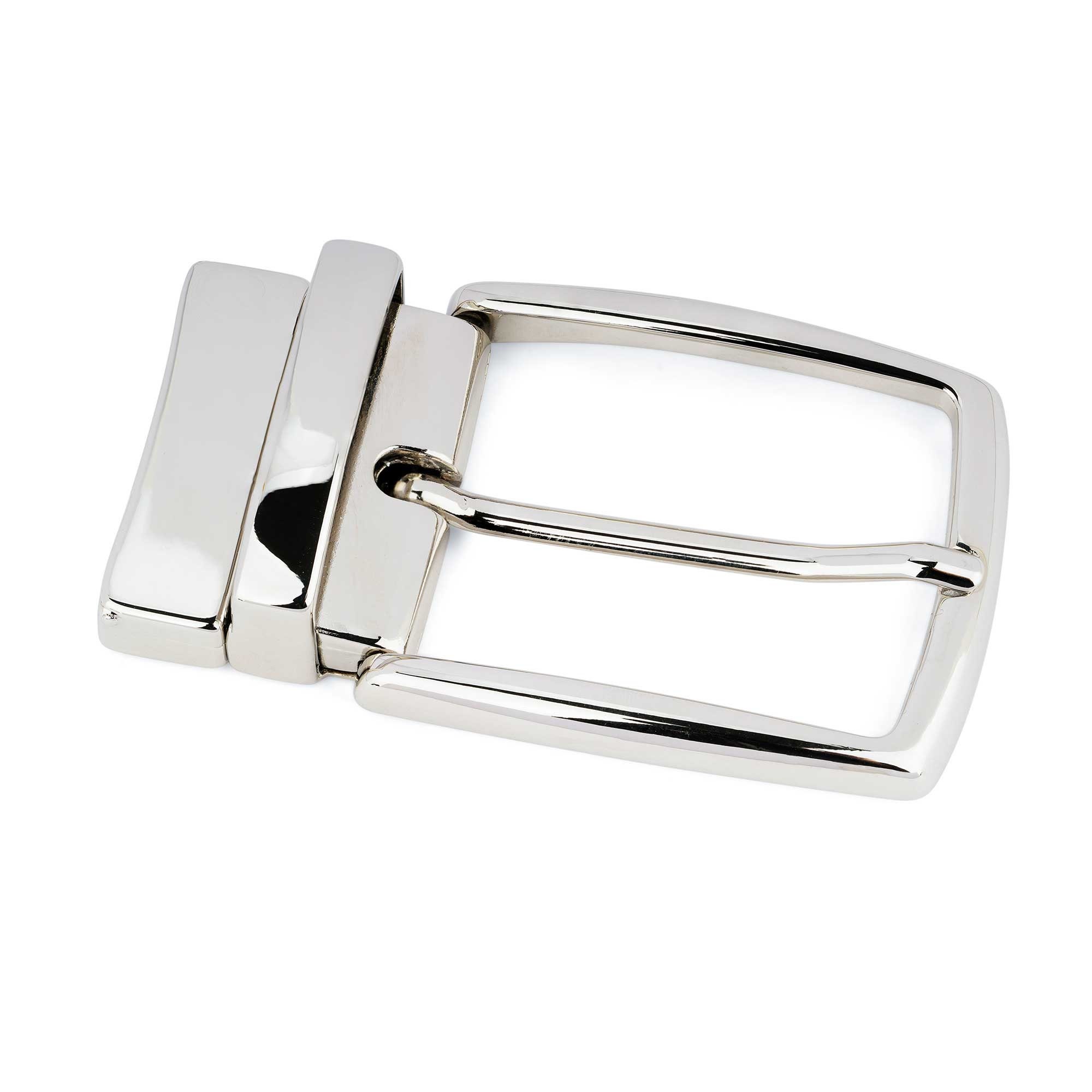 1 3/8 inch (35 mm) Nickel Free Reversible Clamp Belt Buckle Silver