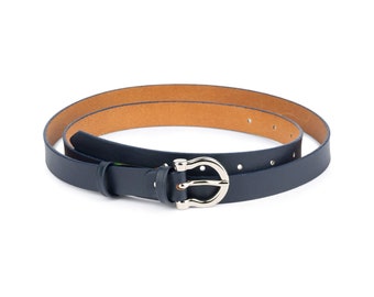 Navy Blue Girls Belt - Belt For Children - Leather Belt For Kids - Blue Leather Belt