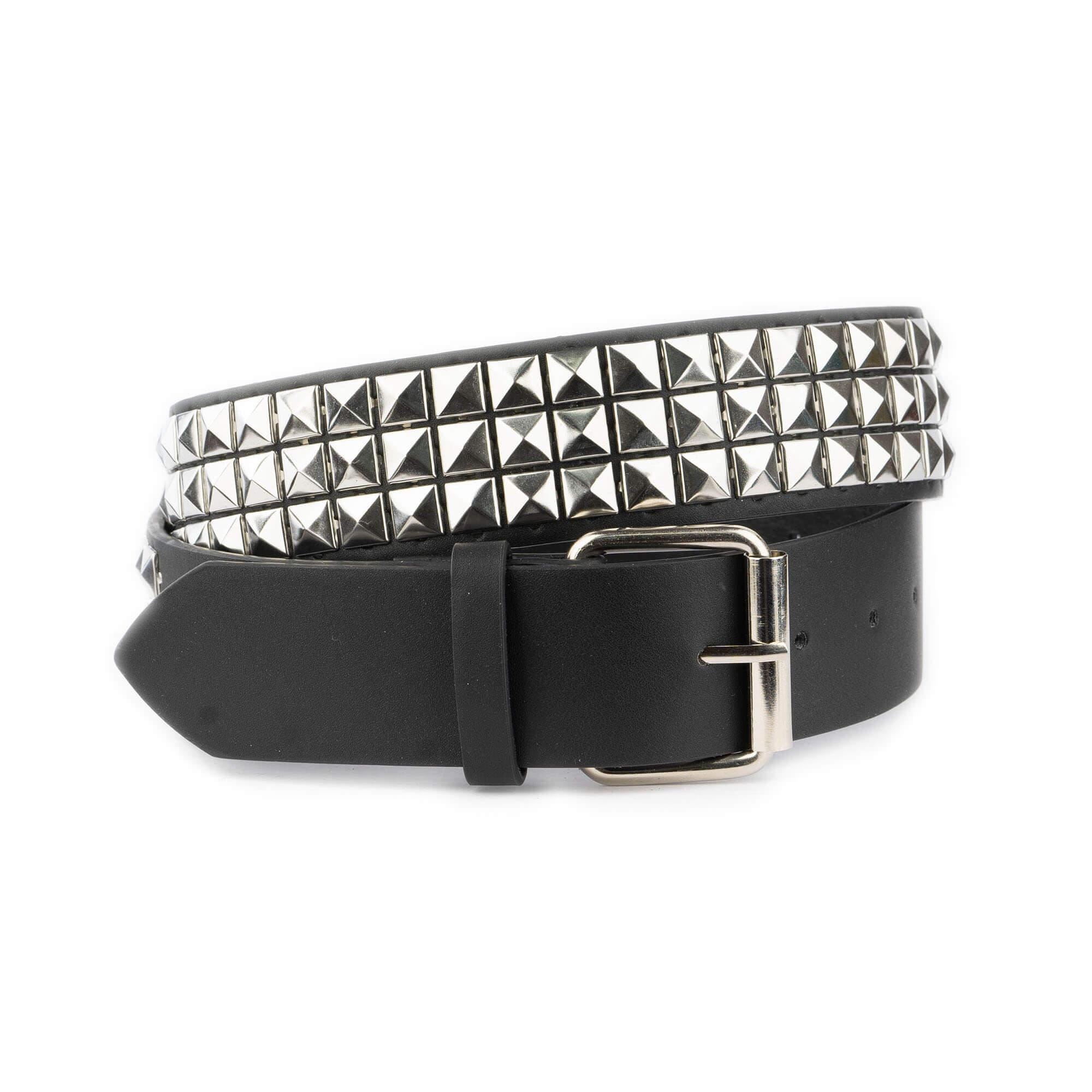 Pyramid Studded Belt Vegan Leather Black Mens Belt for Jeans  display picture 3