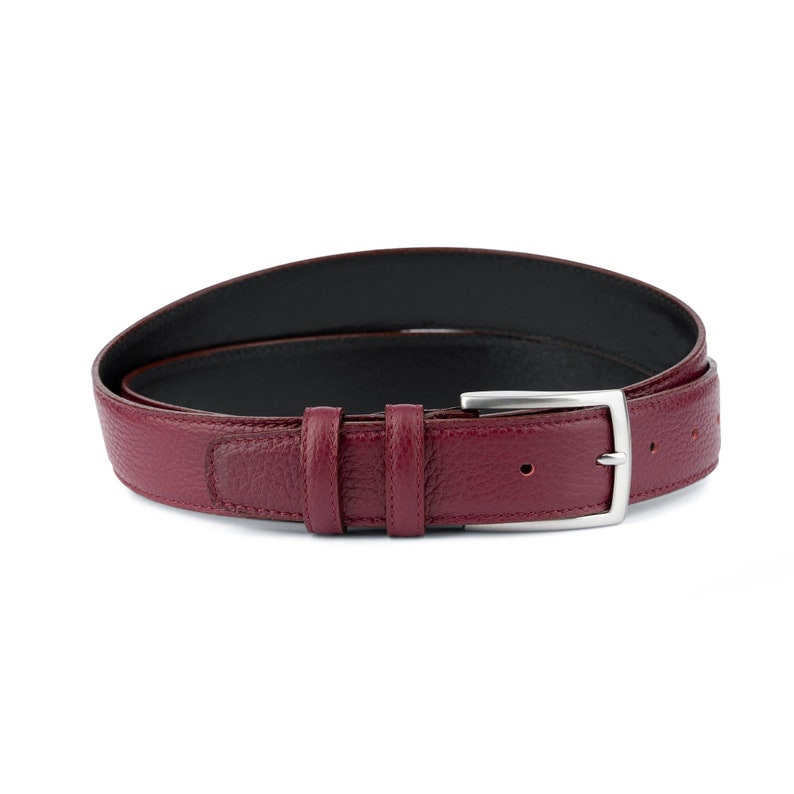 Burgundy belt mens Genuine leather Mens belts with buckle Etsy