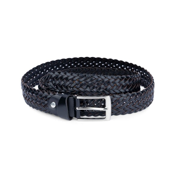 90s Black Woven Leather Belt | Vintage Bohemian Designer belt | Minimalist capsule collection belt| Schuchard & friese belt
