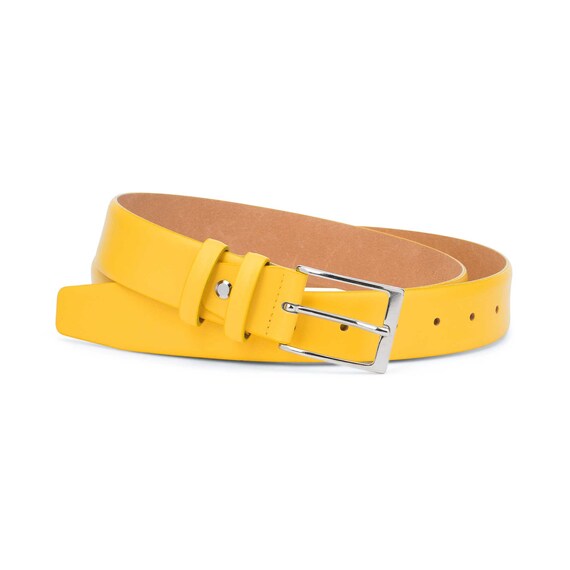 yellow leather belt mens