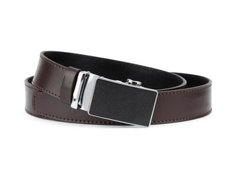 2 Cinture Uomo Con Fibbia A Cricchetto - Pelle Vera, Regolabili Senza Fori