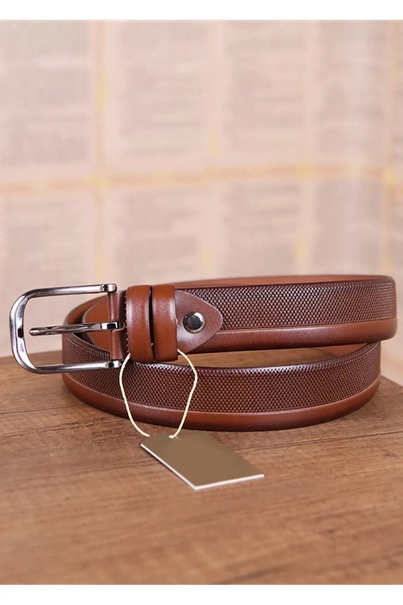 Good Belt for Men Suit Cognac Calfskin Genuine Leather Textured Dress Belt for Trousers With Silver Buckle 3.5 Cm - Etsy Good Belt for Men Suit Cognac Calfskin Genuine Leather Textured Dress Belt for Trousers With Silver Buckle 3.5 Cm - Etsy