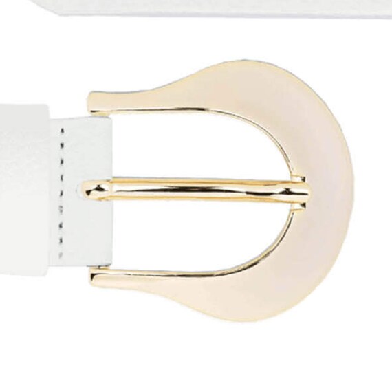 Lovelegis Cintura Da Donna Bianca Pitonata Ecopelle Fibbia Colore Oro L - Foto 3