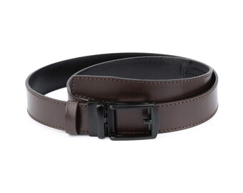 Brown Comfort Click Belt - Belt With Slide Buckle – Mens Click It Belt - No Hole Belt - Men's Belt Without Holes