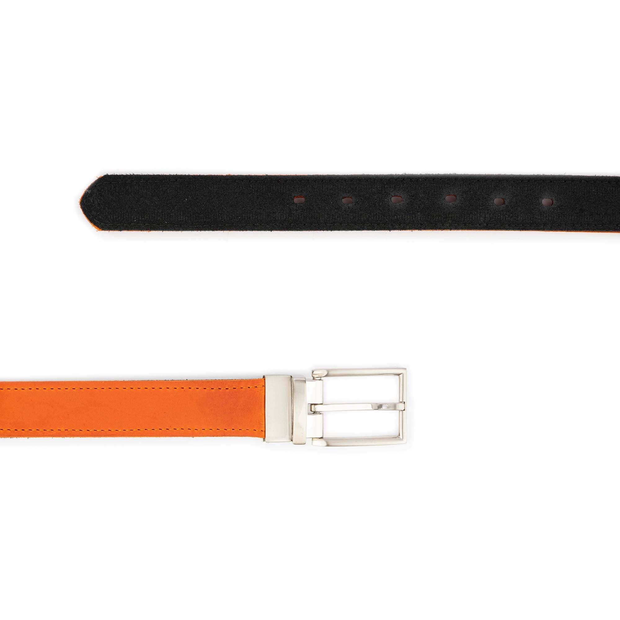 Orange Mens Reversible Belt Italian Silver Buckle Gents  display picture 1