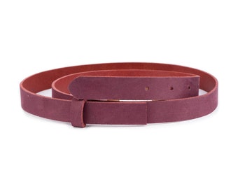 Mulberry Company: Burgundy Textured Leather Belt with Gold Oval Buckle - Small Mulberry Coloured Leather Belt With Hand Brushed Gold Plated  main image 3
