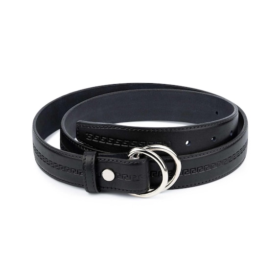 Mens D Ring Belt Black Full Grain Leather Belt Leather D Ring Belt Double  Loop Belt Double D Ring Belt Double Circle Tooled Belt -  Canada