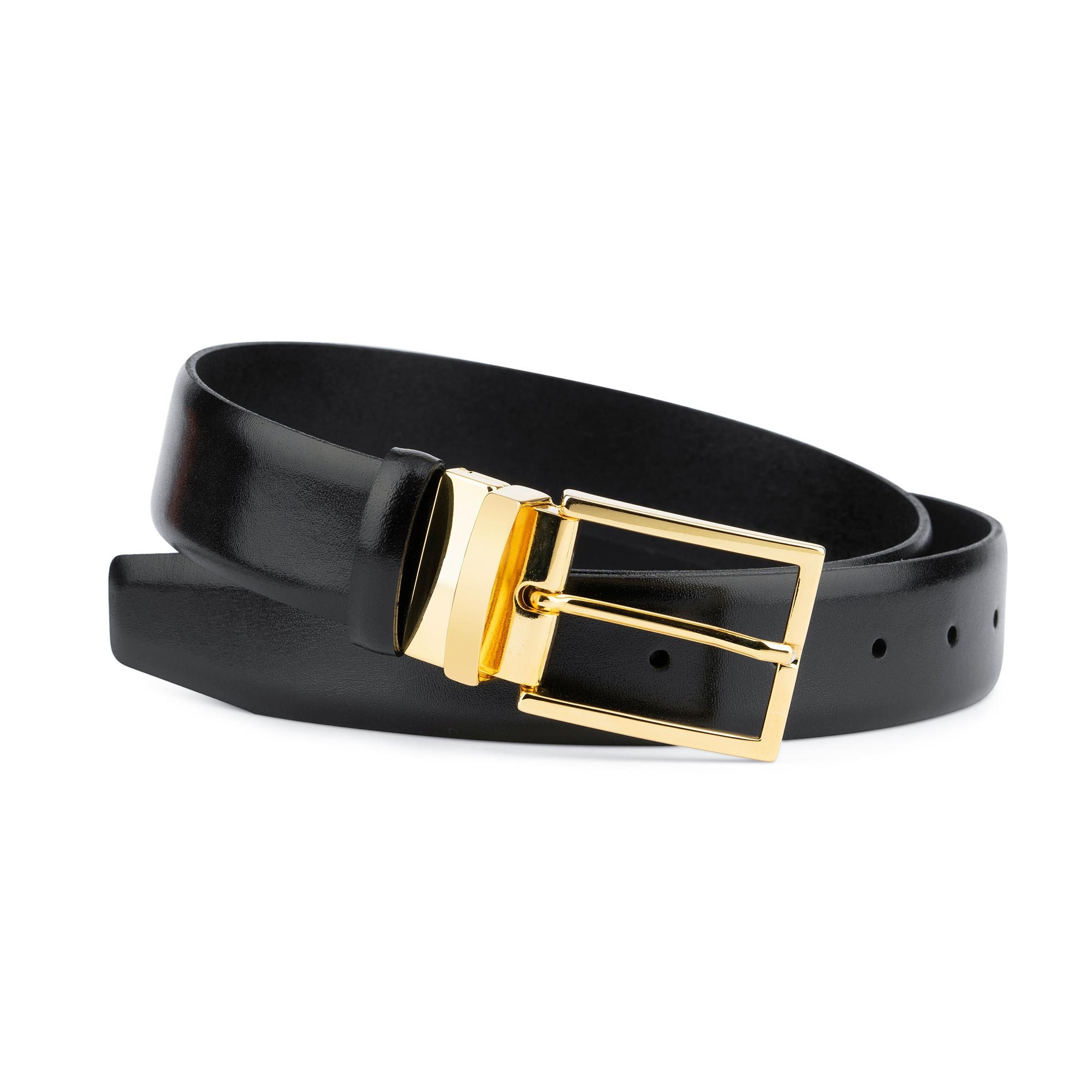 Gold buckle Black belt For men Mens belts Belt with gold buckle Dress leather belt With buckle Fashion designer