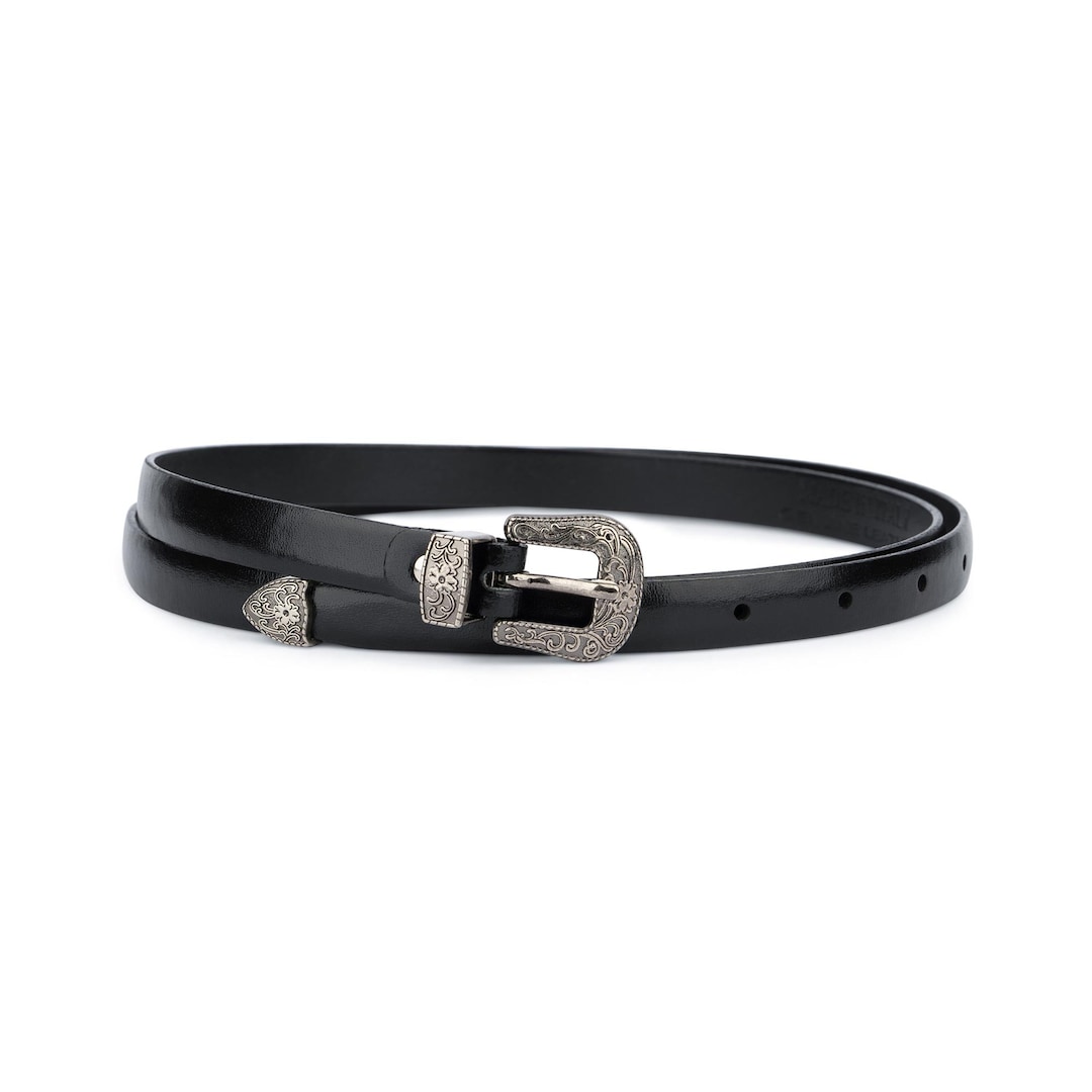 YOKE Narrow Leather Belt BLACK×SILVER Future Present - YOKE | Narrow Leather Belt