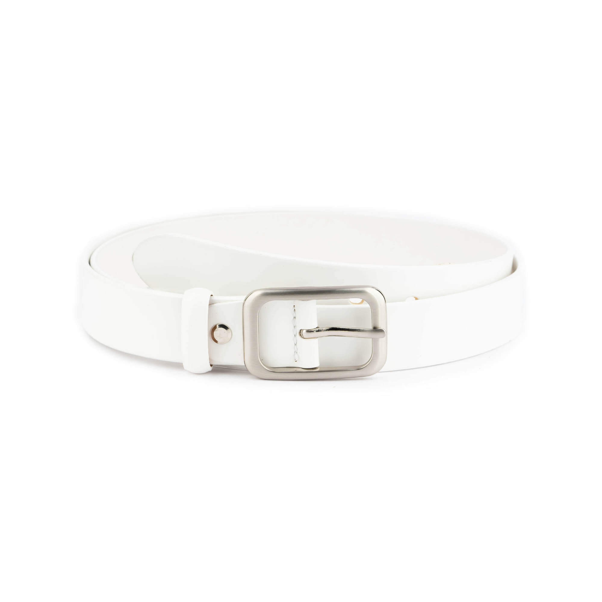 Ladies White Genuine Leather Belt with Silver‎ Hardware Size XL Buy Women main image 4