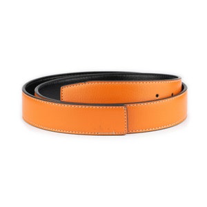 Orange Vegan Belt Strap For Buckles Reversible 35 Mm Replacement Leather Belt Strap For Dress