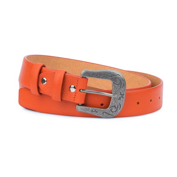 Mens Cowboy Belts Antique silver belt buckles Western Cowgirl Italian leather