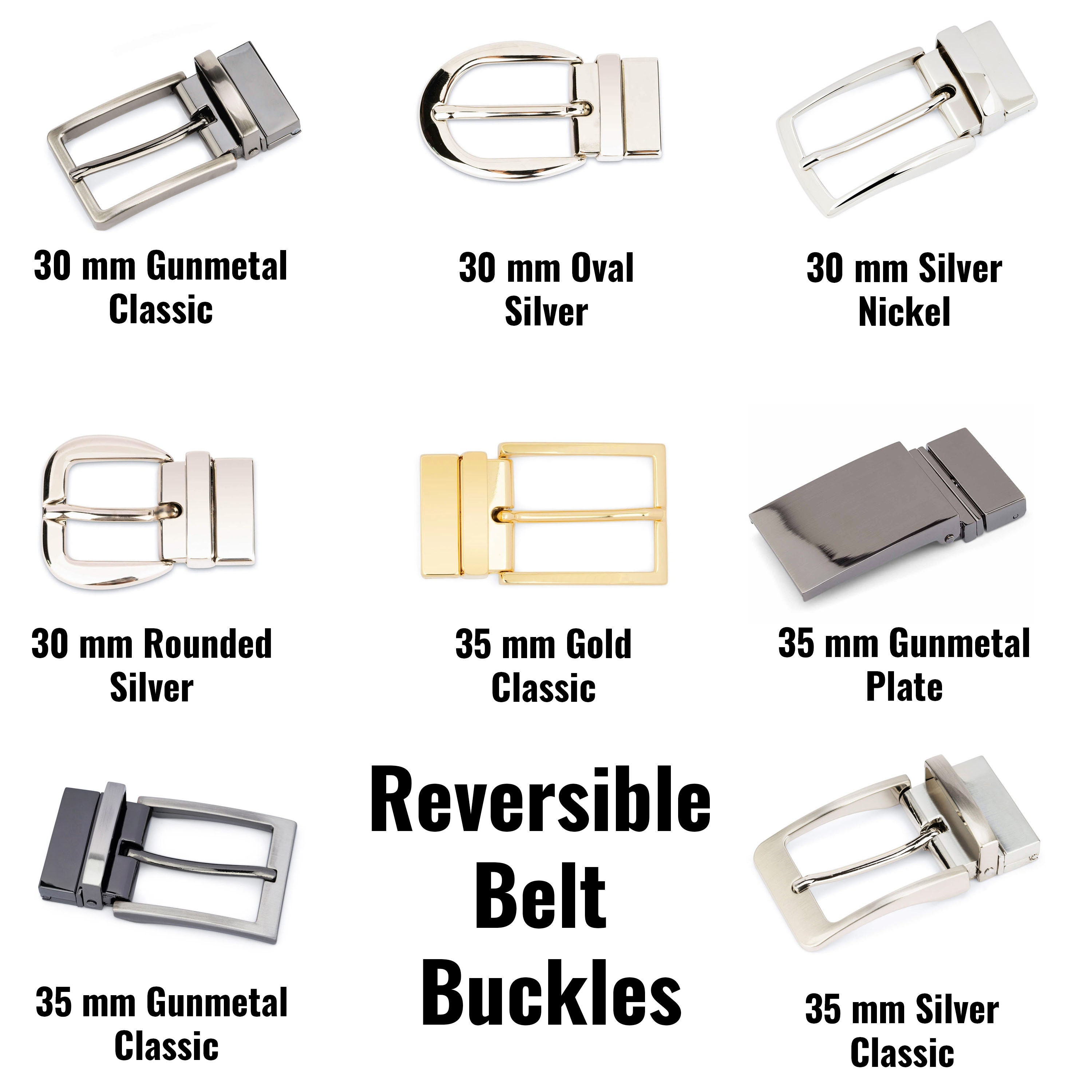Reversible Belt Buckles for Mens Womens Belts Swivel Two 