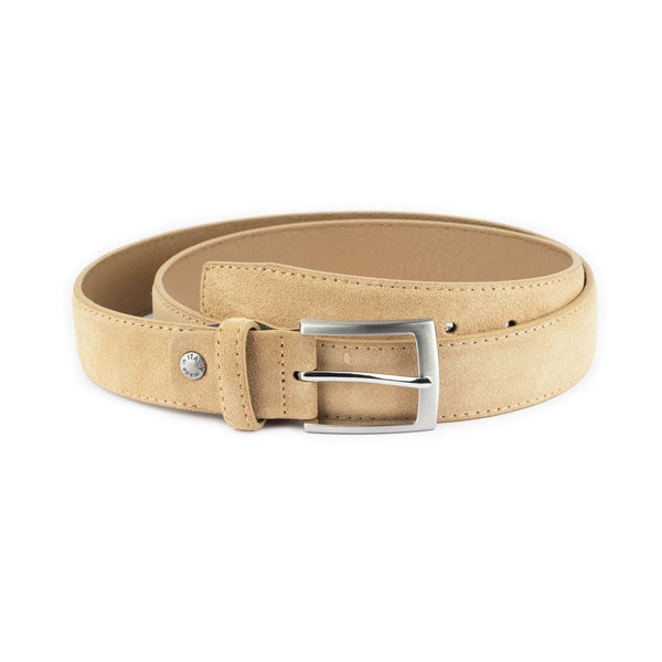 Ceinture en daim beige - Ceinture en daim pour homme - Ceinture en daim sable - Ceinture pour homme pour jean - Ceinture en jean pour femme - Ceinture en cuir véritable