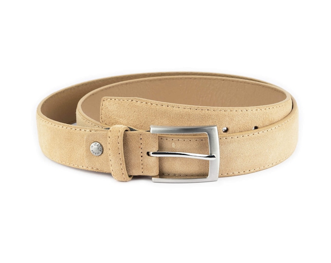 mens white suede belt