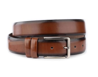 Cinture vegane da uomo marroni per abito da sera cintura per pantaloni con fibbia argentata 3,5 cm