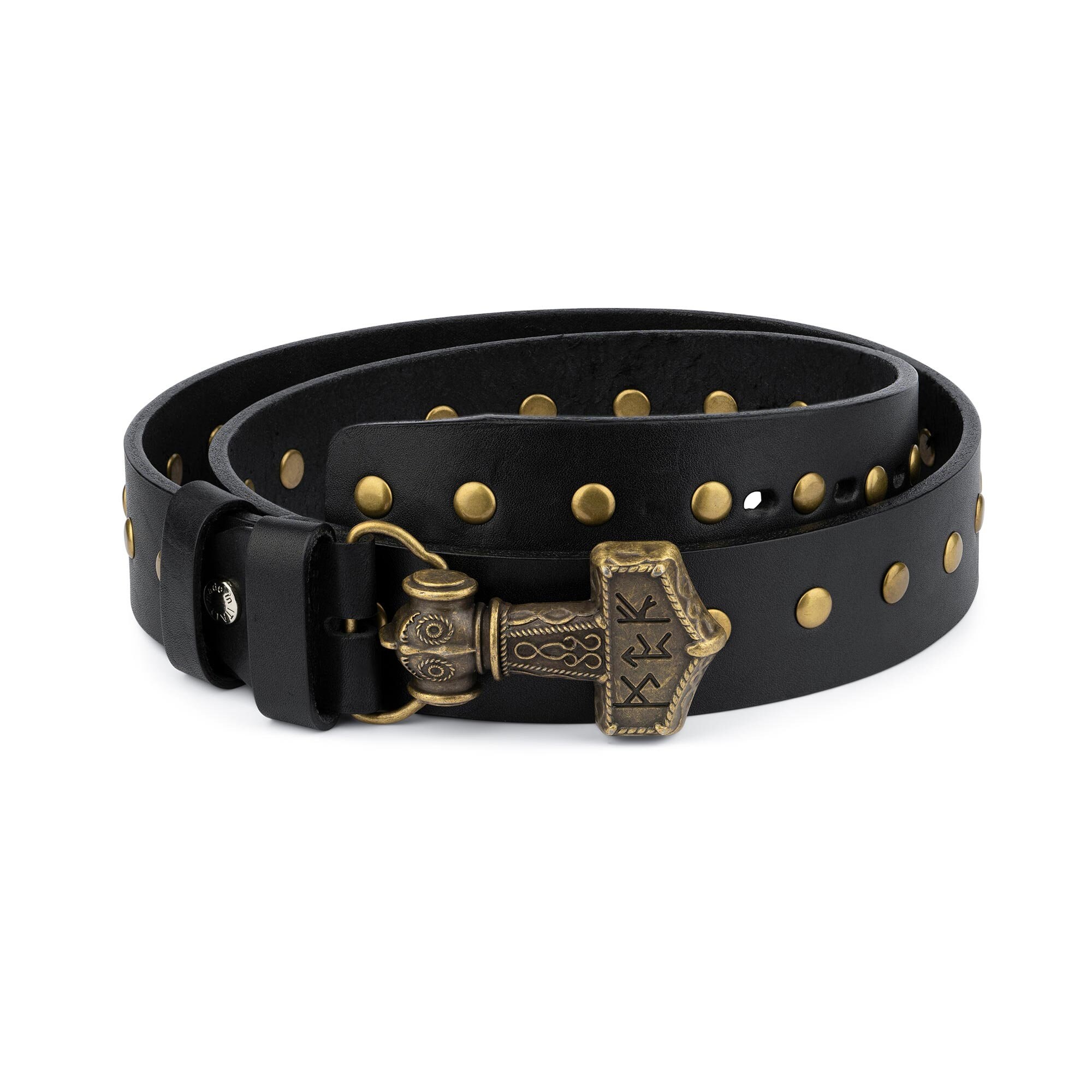 Viking leather belt Viking belt Black studded belt Thor's | Etsy