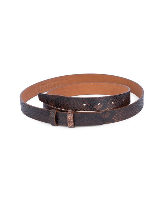 Brown Snakeskin Belt Strap - Snake Print Belt - Leather Belt  display picture 1