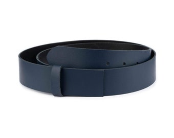 Navy Blue Leather Strap For Belt Replacement 4.0 Cm Mens Jeans Genuine Leather Belt Strap Thick Without Buckle For Dresses